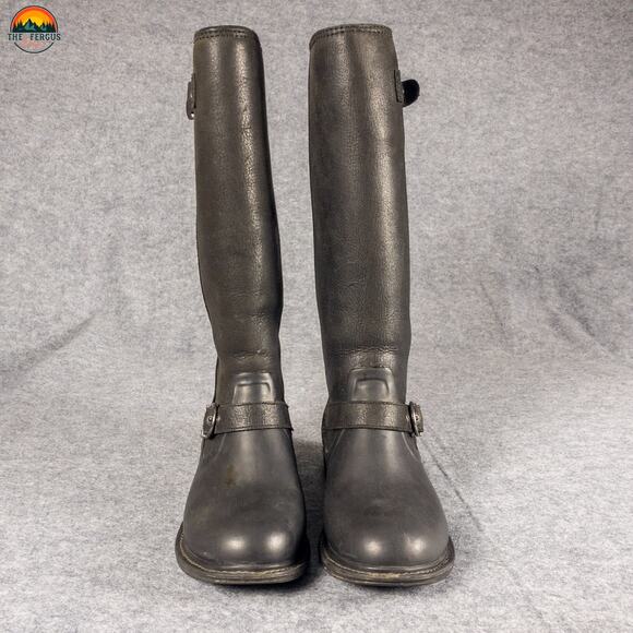 Bogs McKenna Rain Boots Black Leather Mid-Calf Waterproof Women's Size 9 - Picture 2 of 11